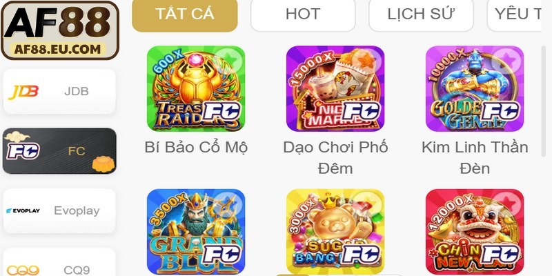 Sảnh game mang đến rất nhiều chủ đề mới lạ, hấp dẫn 
